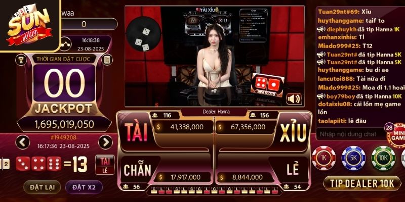 Các cửa cược Tài Xỉu được cung cấp từ SUNWIN